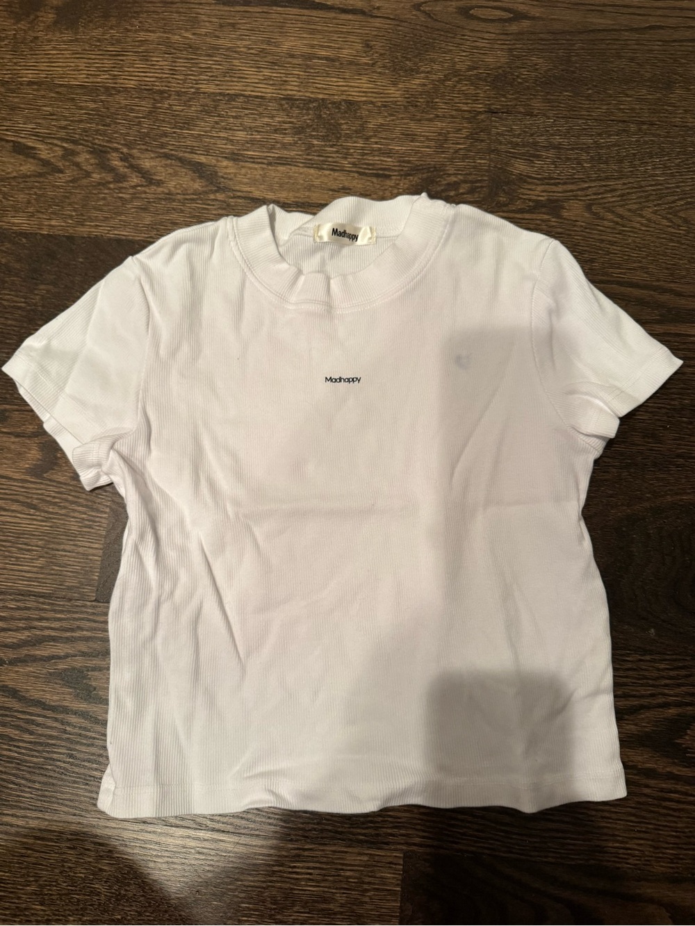 Madhappy White Ribbed Short Sleeve Tee